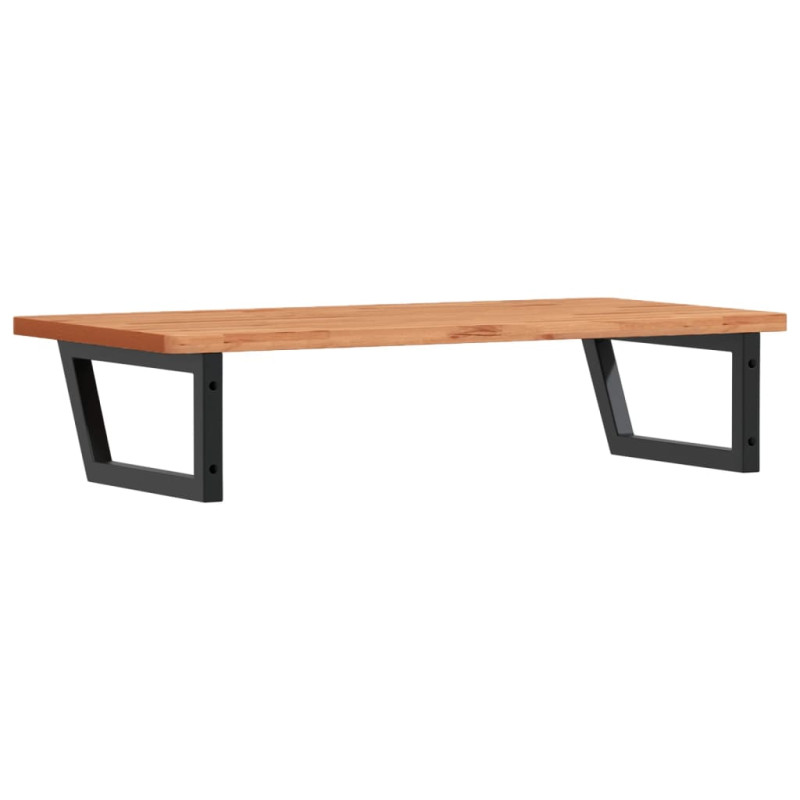 Półka ścienna pod umywalkę, stal i lite drewno bukowe