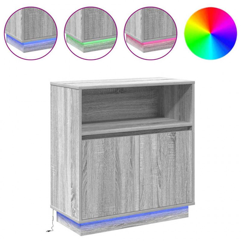 Komoda LED Ze LED Lights Szary Sonoma 71 x 34,5 x 75 cm