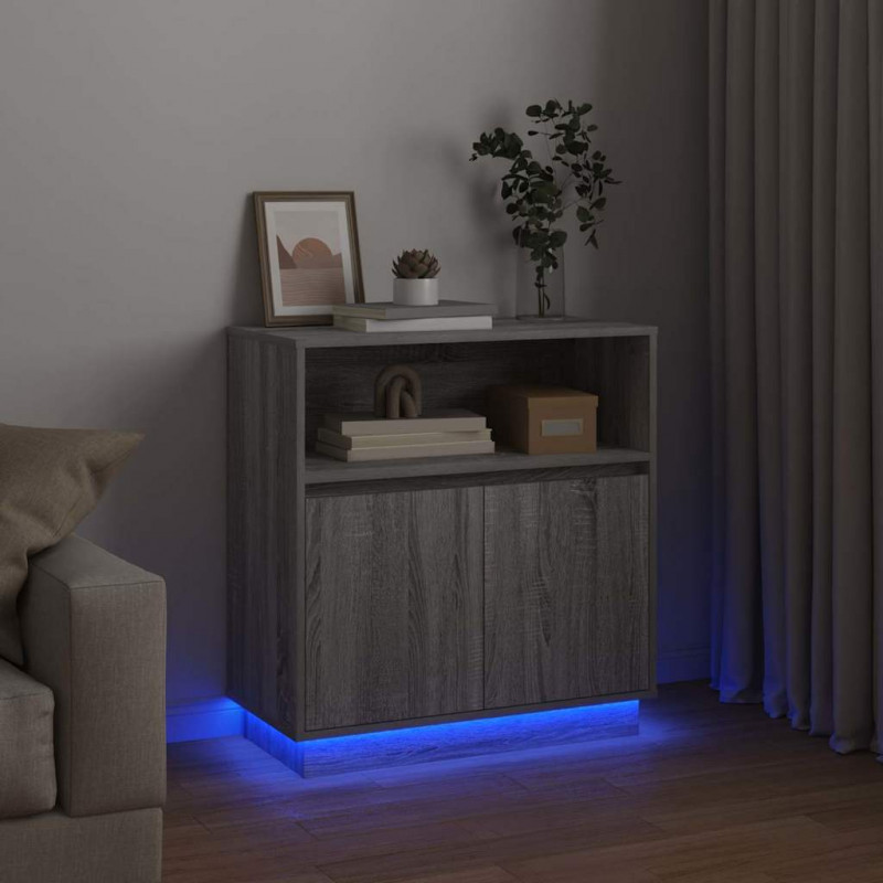 Komoda LED Ze LED Lights Szary Sonoma 71 x 34,5 x 75 cm