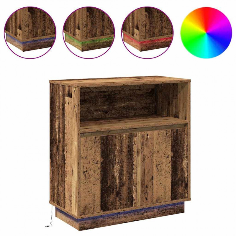 Komoda LED Ze LED Lights Stare drewno 71 x 34,5 x 75 cm