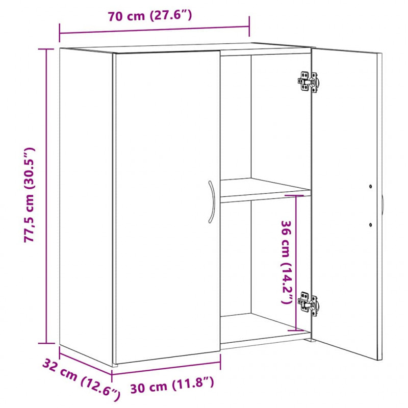 Biurowa szafka z półką Stare drewno 70 x 32 x 77.5 cm