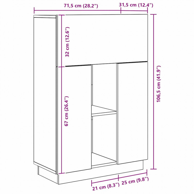 Biurko z półką z drzwiami Betonowy szary 71.5 x 31.5 x 106.5 cm
