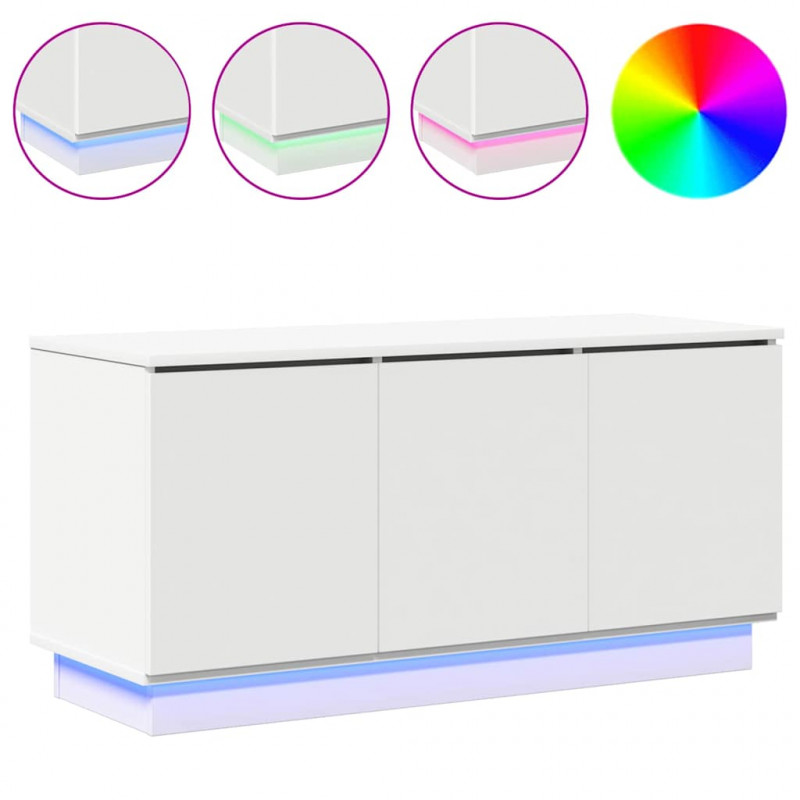 Szafka pod telewizor Ze LED Lights Biały 100 x 38 x 49 cm