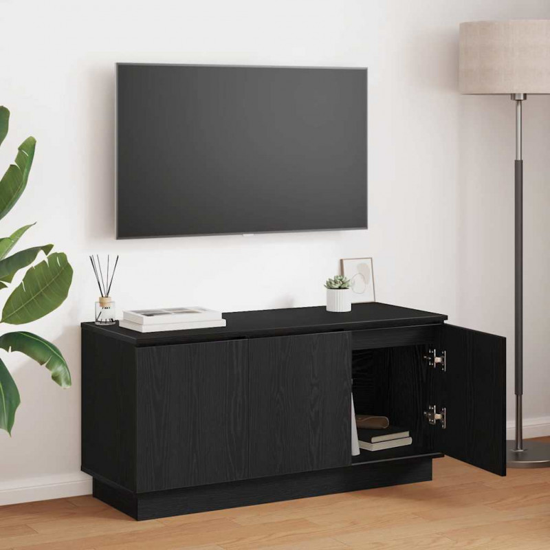 Szafka pod telewizor Ze LED Lights Czarny Dąb 100 x 38 x 49 cm