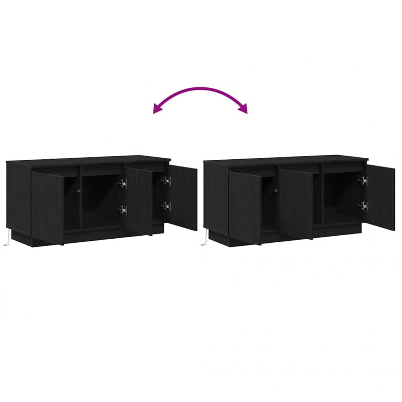Szafka pod telewizor Ze LED Lights Czarny Dąb 100 x 38 x 49 cm
