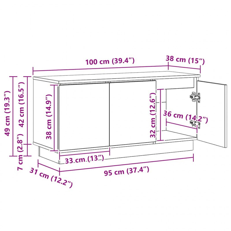 Szafka pod telewizor Ze LED Lights Dąb wędzony 100 x 38 x 49 cm
