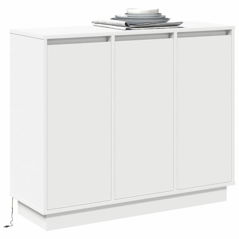 Komoda LED Biały 90 x 32 x 75 cm Materiał drewnopochodny