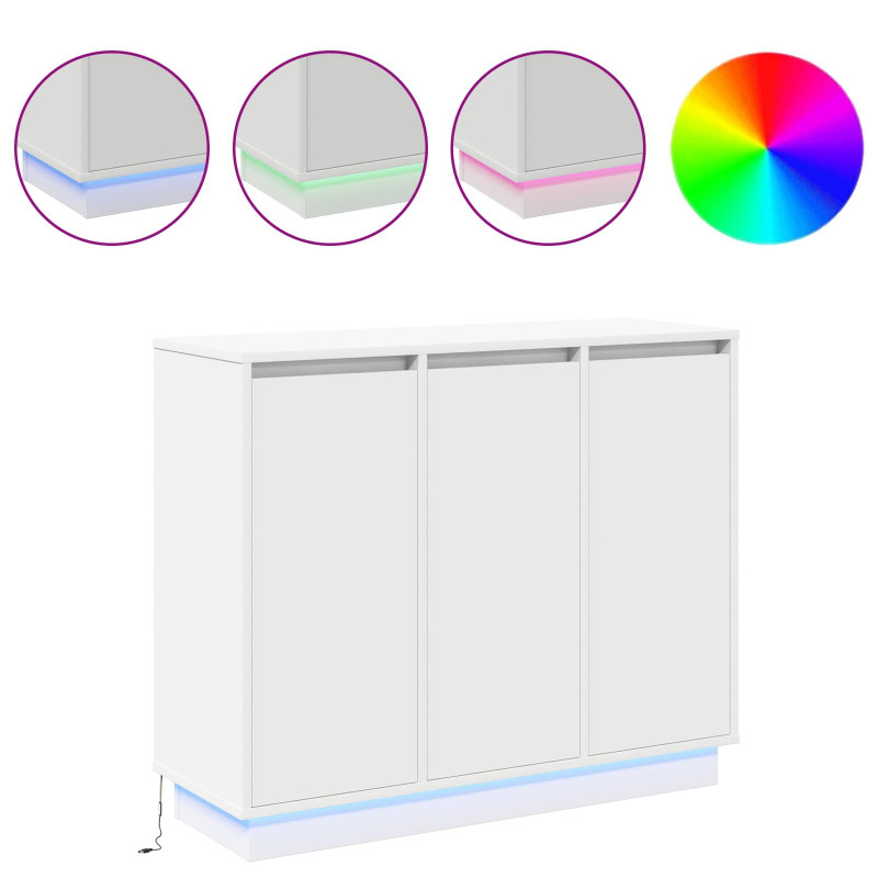 Komoda LED Biały 90 x 32 x 75 cm Materiał drewnopochodny