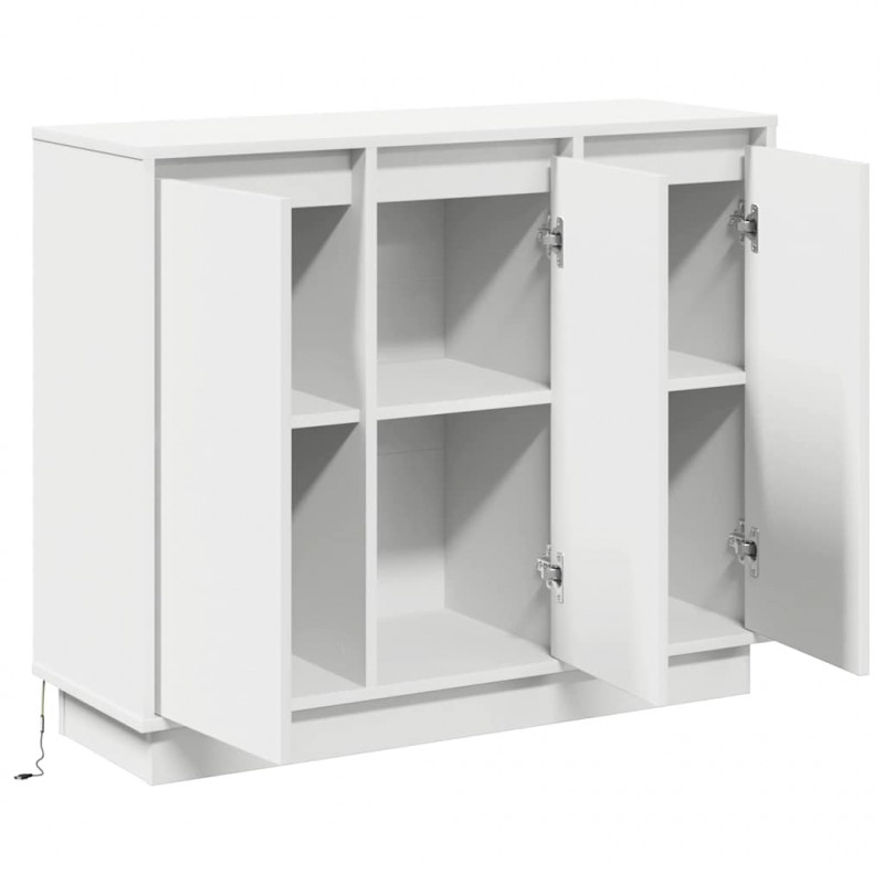 Komoda LED Biały 90 x 32 x 75 cm Materiał drewnopochodny