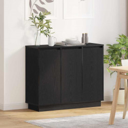 Komoda LED Czarny Dąb 90 x 32 x 75 cm Materiał drewnopochodny