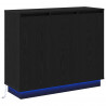 Komoda LED Czarny Dąb 90 x 32 x 75 cm Materiał drewnopochodny