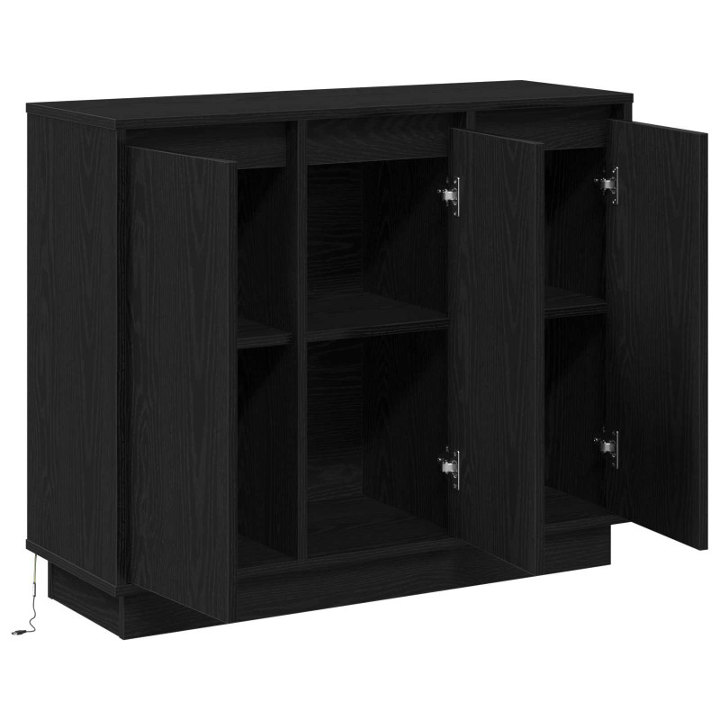 Komoda LED Czarny Dąb 90 x 32 x 75 cm Materiał drewnopochodny