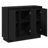 Komoda LED Czarny Dąb 90 x 32 x 75 cm Materiał drewnopochodny