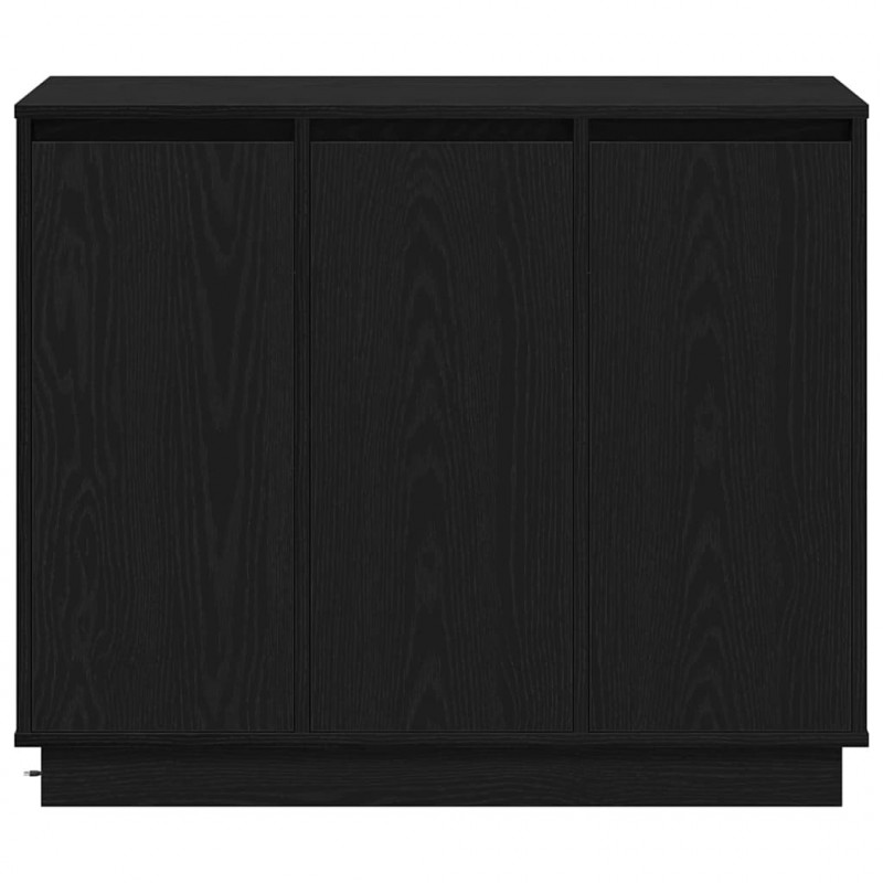 Komoda LED Czarny Dąb 90 x 32 x 75 cm Materiał drewnopochodny