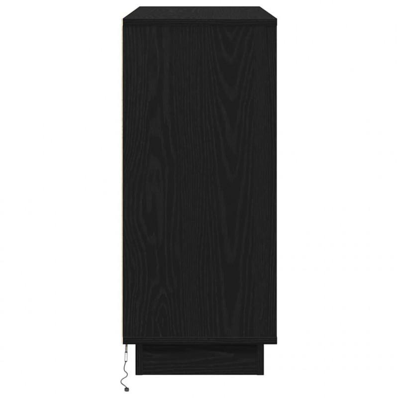 Komoda LED Czarny Dąb 90 x 32 x 75 cm Materiał drewnopochodny