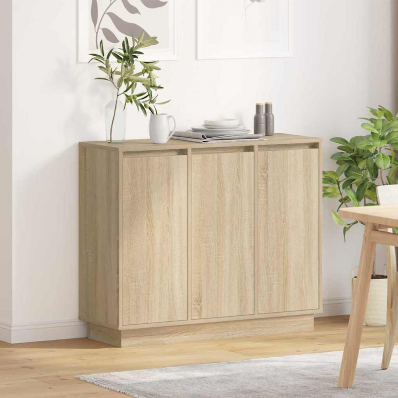 Komoda LED Dąb Sonoma 90 x 32 x 75 cm Materiał drewnopochodny