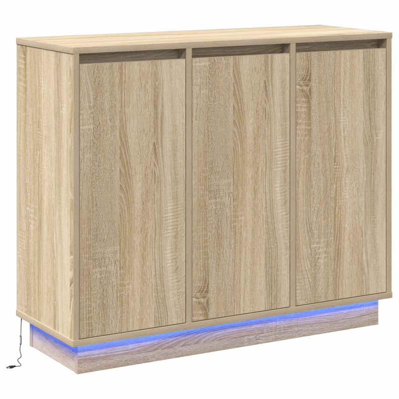 Komoda LED Dąb Sonoma 90 x 32 x 75 cm Materiał drewnopochodny