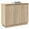 Komoda LED Dąb Sonoma 90 x 32 x 75 cm Materiał drewnopochodny