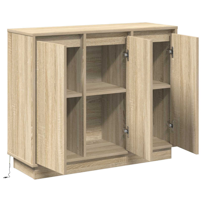 Komoda LED Dąb Sonoma 90 x 32 x 75 cm Materiał drewnopochodny