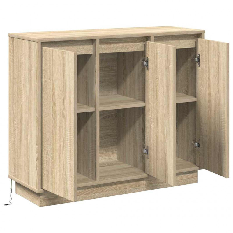 Komoda LED Dąb Sonoma 90 x 32 x 75 cm Materiał drewnopochodny