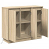 Komoda LED Dąb Sonoma 90 x 32 x 75 cm Materiał drewnopochodny