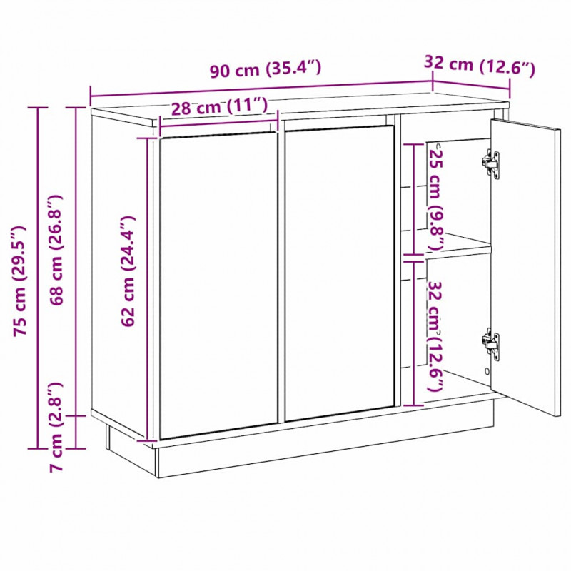 Komoda LED Dąb Sonoma 90 x 32 x 75 cm Materiał drewnopochodny