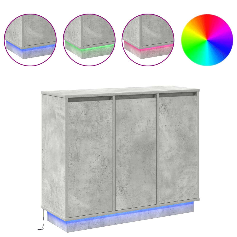 Komoda LED Ze LED Lights Betonowy szary 90 x 32 x 75 cm