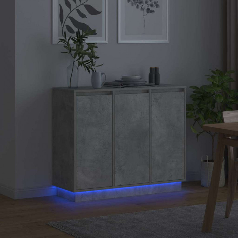Komoda LED Ze LED Lights Betonowy szary 90 x 32 x 75 cm
