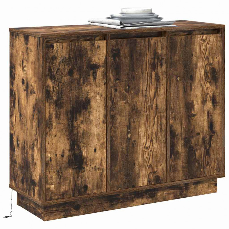 Komoda LED Dąb wędzony 90 x 32 x 75 cm Materiał drewnopochodny