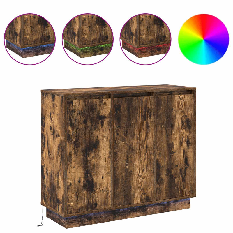 Komoda LED Dąb wędzony 90 x 32 x 75 cm Materiał drewnopochodny