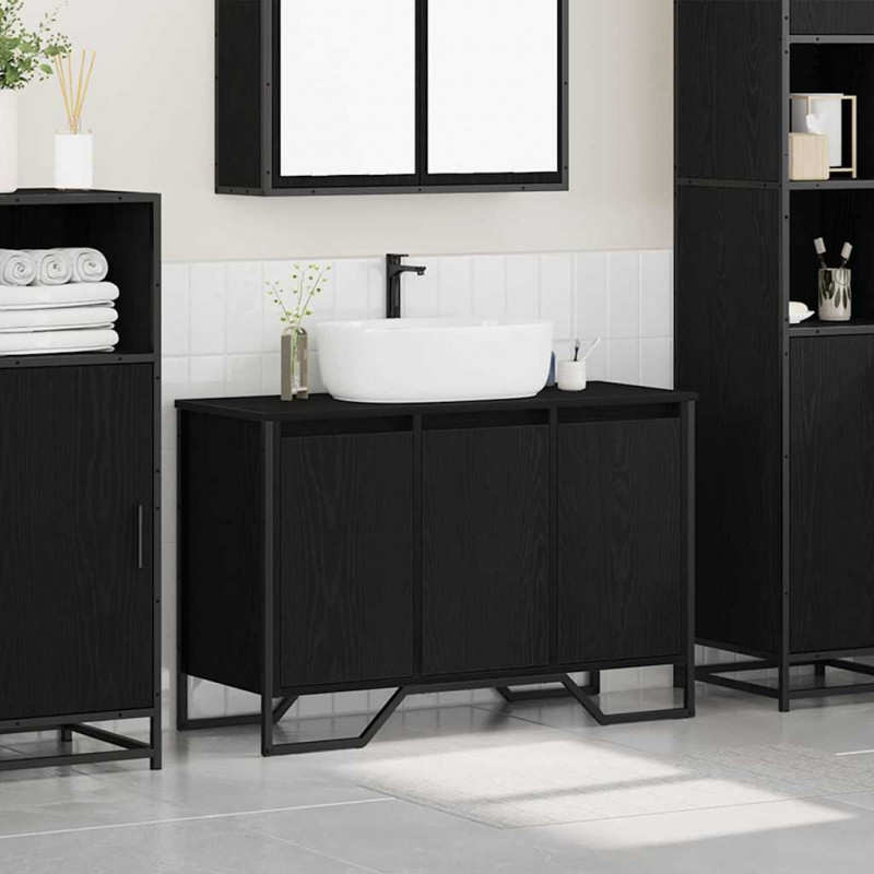 Szafka pod zlew Inny z drzwiami Czarny Dąb 91 x 35 x 60 cm