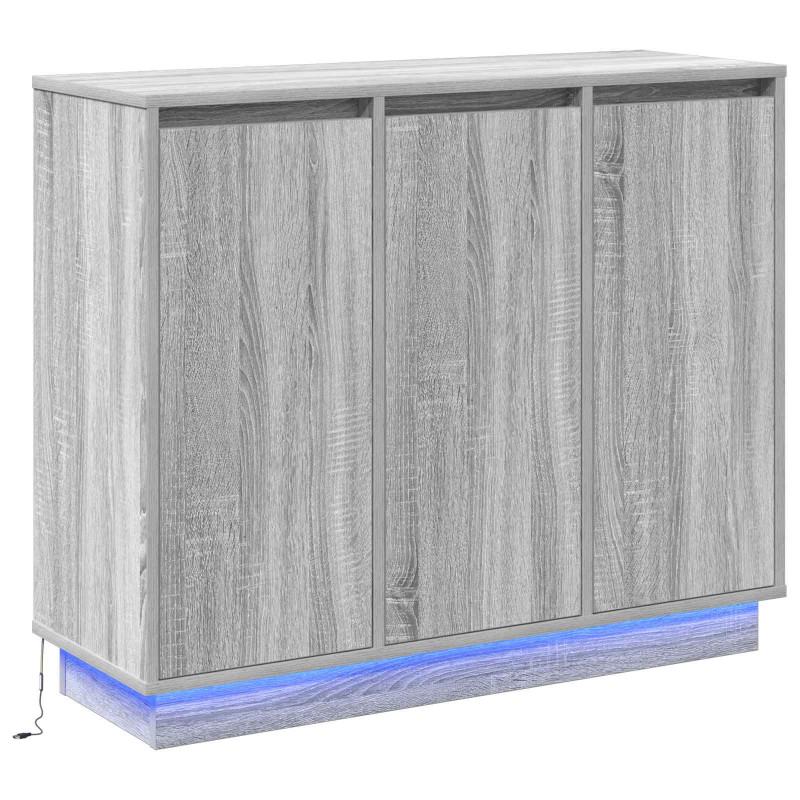 Komoda LED Szary Sonoma 90 x 32 x 75 cm Materiał drewnopochodny