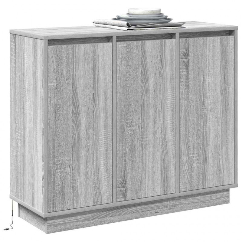 Komoda LED Szary Sonoma 90 x 32 x 75 cm Materiał drewnopochodny