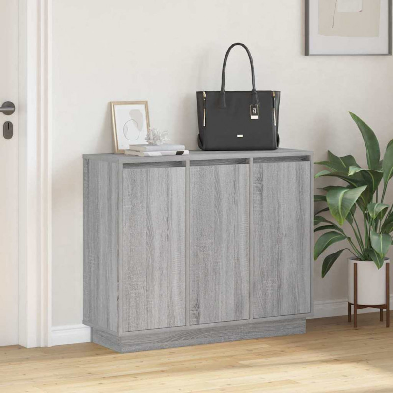 Komoda LED Szary Sonoma 90 x 32 x 75 cm Materiał drewnopochodny