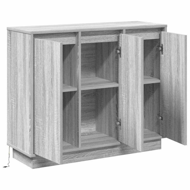 Komoda LED Szary Sonoma 90 x 32 x 75 cm Materiał drewnopochodny