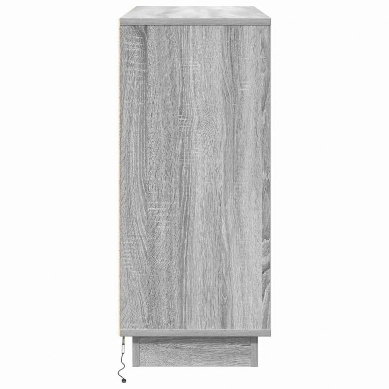 Komoda LED Szary Sonoma 90 x 32 x 75 cm Materiał drewnopochodny