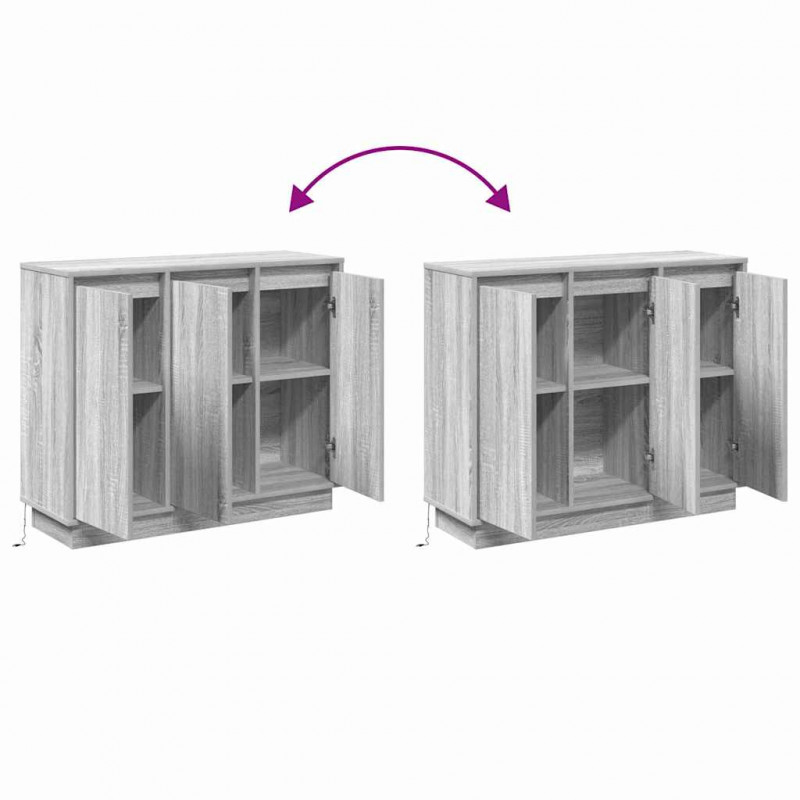 Komoda LED Szary Sonoma 90 x 32 x 75 cm Materiał drewnopochodny