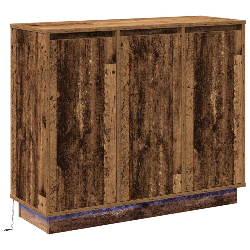 Komoda LED Stare drewno 90 x 32 x 75 cm Materiał drewnopochodny