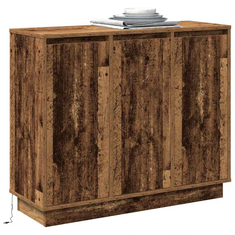 Komoda LED Stare drewno 90 x 32 x 75 cm Materiał drewnopochodny