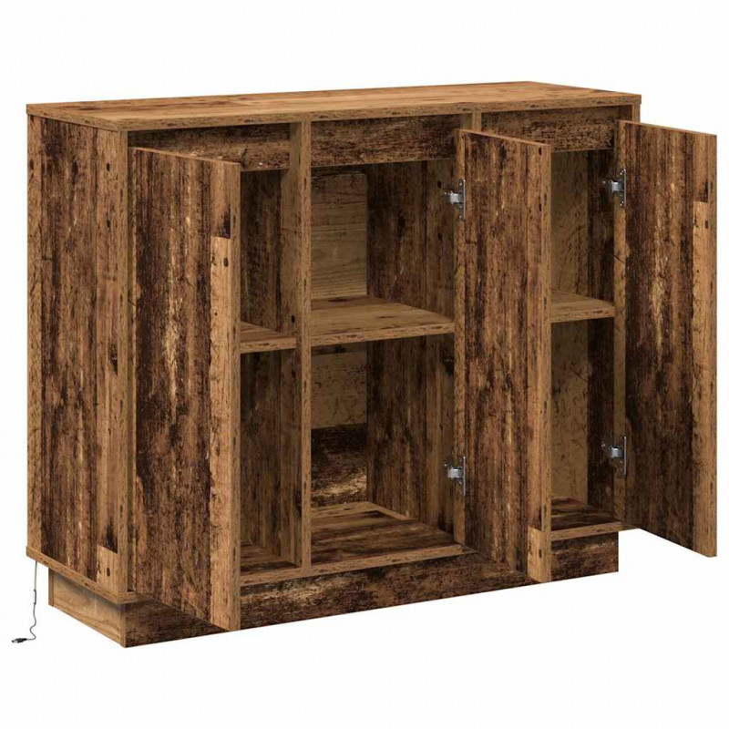 Komoda LED Stare drewno 90 x 32 x 75 cm Materiał drewnopochodny