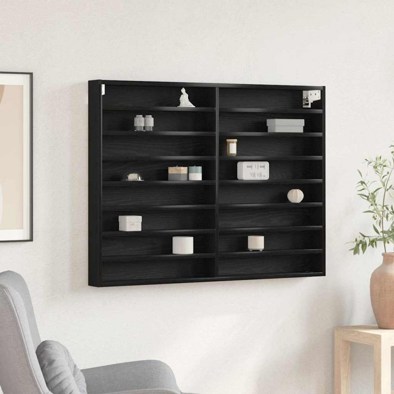 Witryna Czarny Dąb 100 x 8,5 x 75 cm Materiał drewnopochodny