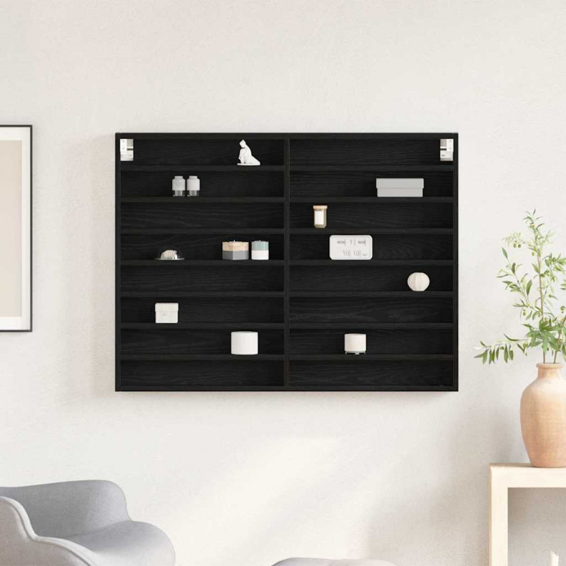 Witryna Czarny Dąb 100 x 8,5 x 75 cm Materiał drewnopochodny