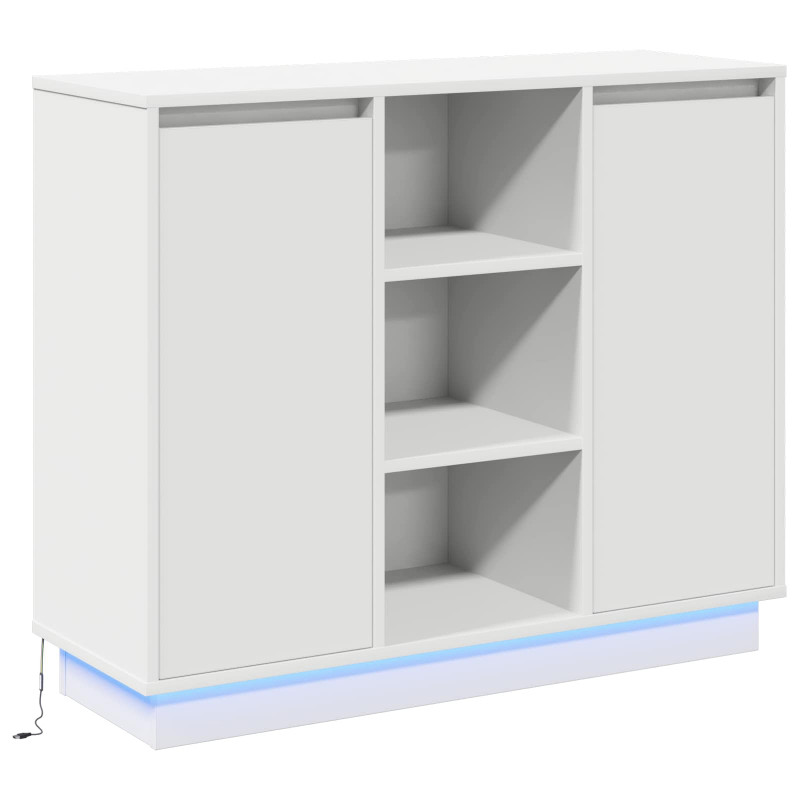 Komoda LED Biały 90 x 32 x 75 cm Materiał drewnopochodny