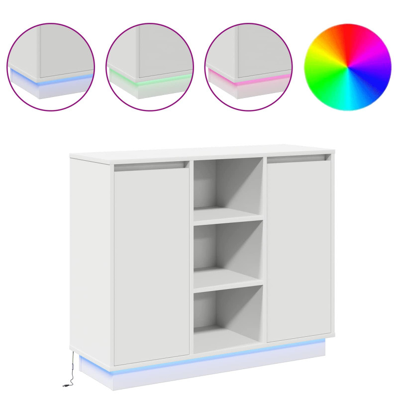 Komoda LED Biały 90 x 32 x 75 cm Materiał drewnopochodny