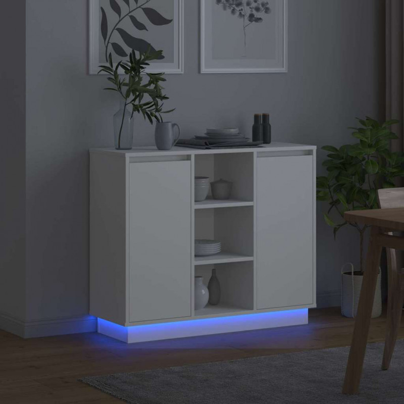 Komoda LED Biały 90 x 32 x 75 cm Materiał drewnopochodny