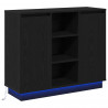 Komoda LED Czarny Dąb 90 x 32 x 75 cm Materiał drewnopochodny
