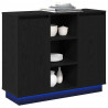Komoda LED Czarny Dąb 90 x 32 x 75 cm Materiał drewnopochodny