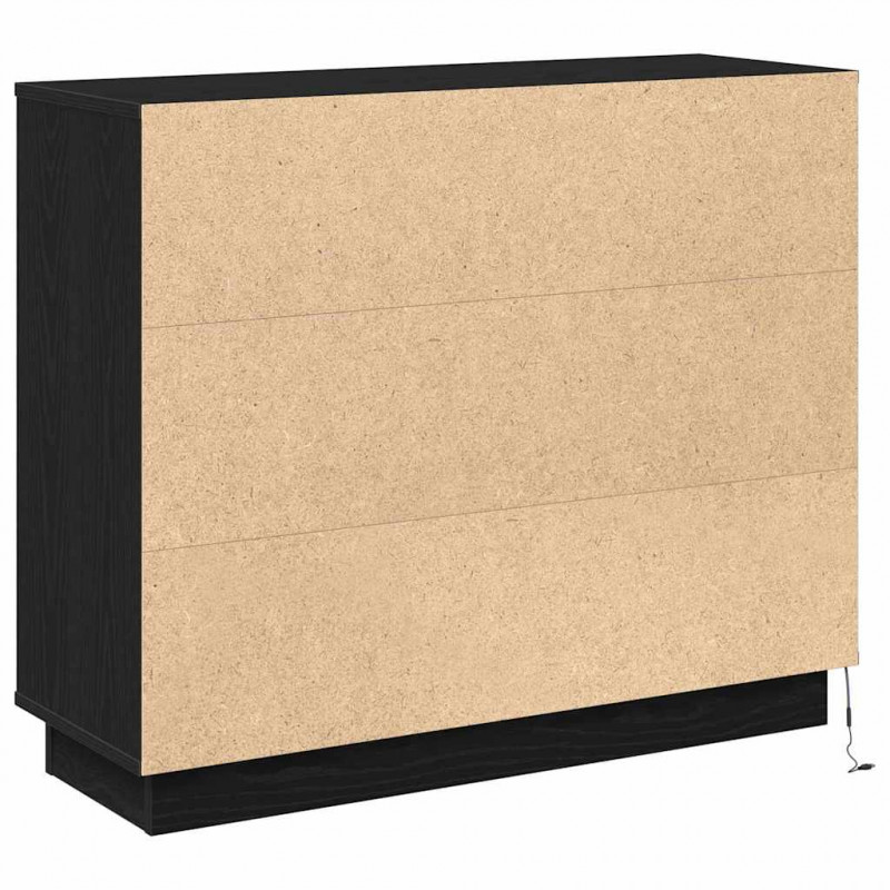 Komoda LED Czarny Dąb 90 x 32 x 75 cm Materiał drewnopochodny