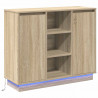 Komoda LED Dąb Sonoma 90 x 32 x 75 cm Materiał drewnopochodny