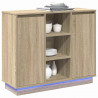 Komoda LED Dąb Sonoma 90 x 32 x 75 cm Materiał drewnopochodny